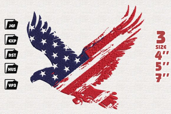 Flag Usa Eagle Embroidery Design
