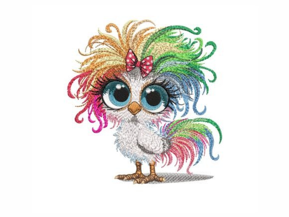 Funny Crazy Chicken Embroidery Design