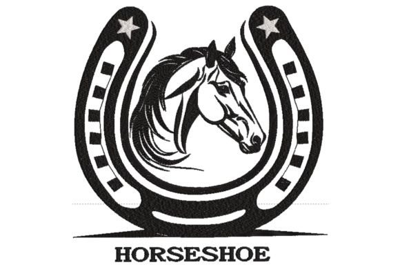 Horse Head and Horseshoe Embroidery Design